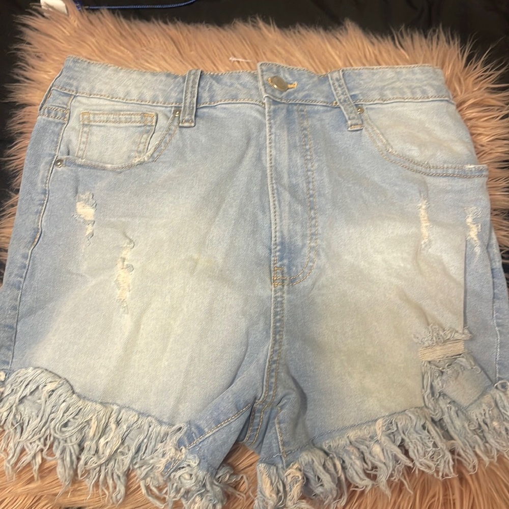 Frayed Blue Jean Shorts